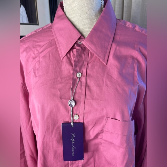 Ralph Lauren Other - RALPH LAUREN PINK/FUSHIA PURPLE LABEL ITALY COTTON DRESS SHIRT S 18